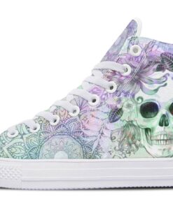 skull and watercolors high top canvas shoes