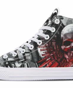 skull and weapon wings high top canvas shoes