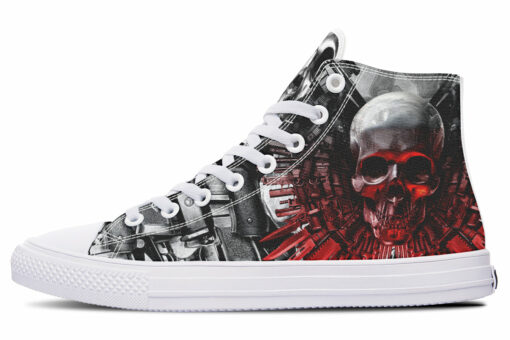 skull and weapon wings high top canvas shoes