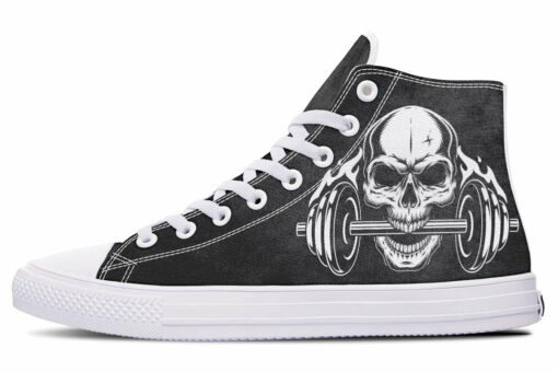 skull and weights high top canvas shoes