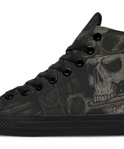 skull bite a piston high top canvas shoes