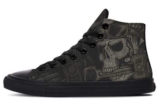 skull bite a piston high top canvas shoes