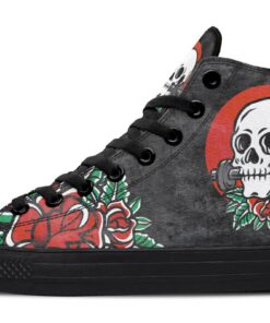 skull bite barbell high top canvas shoes