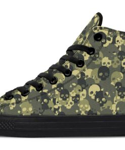 skull camo pattern high top canvas shoes