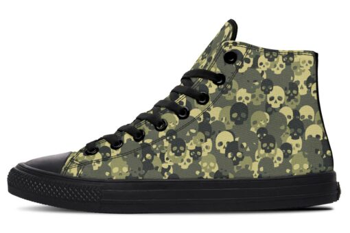 skull camo pattern high top canvas shoes