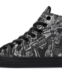 skull chief and wolf hat high top canvas shoes