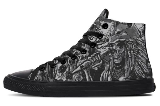 skull chief and wolf hat high top canvas shoes