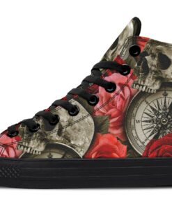 skull compass rose high top canvas shoes