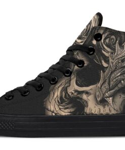 skull dragon roses high top canvas shoes