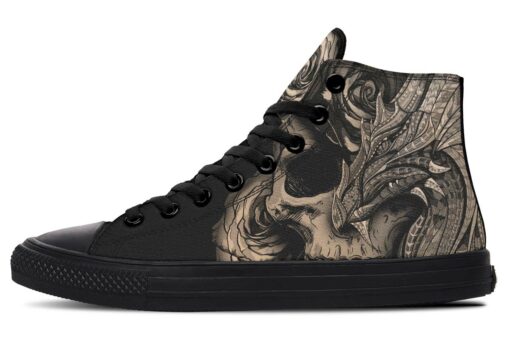 skull dragon roses high top canvas shoes