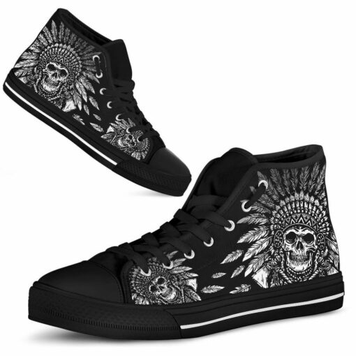 skull evil native america unisex high top canvas shoes