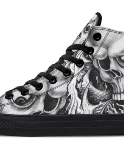 skull in grey waves high top canvas shoes