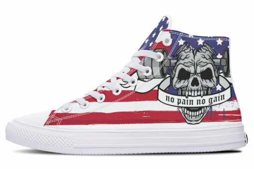 skull loving pain and gain high top canvas shoes