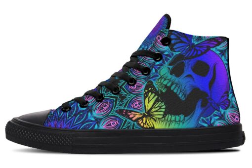 skull mandala butterfly high top canvas shoes