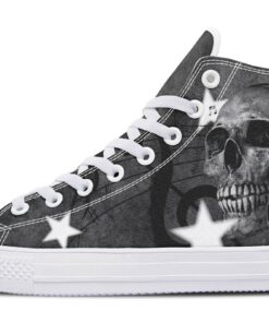 skull mic and stars high top canvas shoes