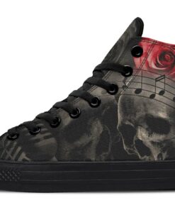 skull microphone and rose high top canvas shoes