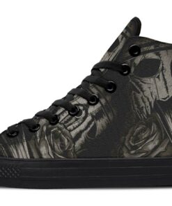 skull pistons and roses high top canvas shoes