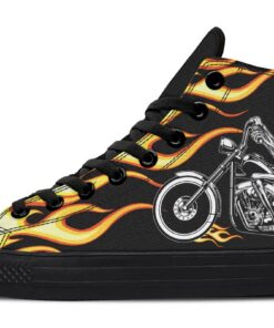 skull rider on fire high top canvas shoes