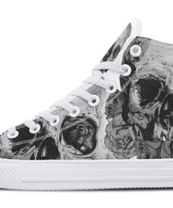 skull roses drawing high top canvas shoes