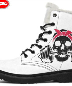 skull weights faux fur leather boots