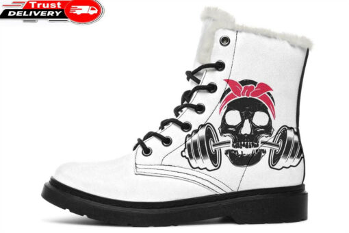 skull weights faux fur leather boots