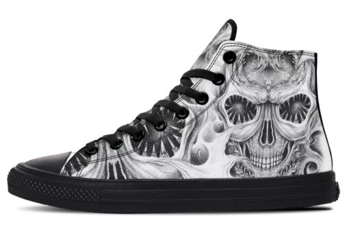 skull with waves tattoo high top canvas shoes