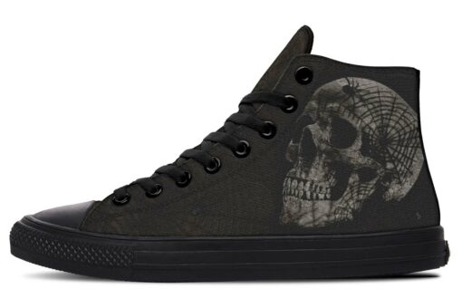 spider web skull high top canvas shoes