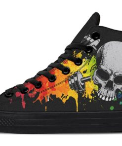 splat colorful skull high top canvas shoes