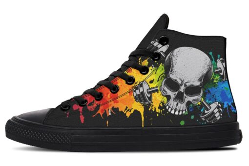 splat colorful skull high top canvas shoes