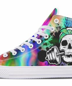 splat skull electric neon high top canvas shoes