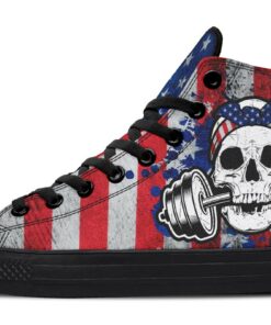 splat skull flag high top canvas shoes