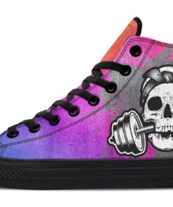 splat skull rainbow gradient high top canvas shoes