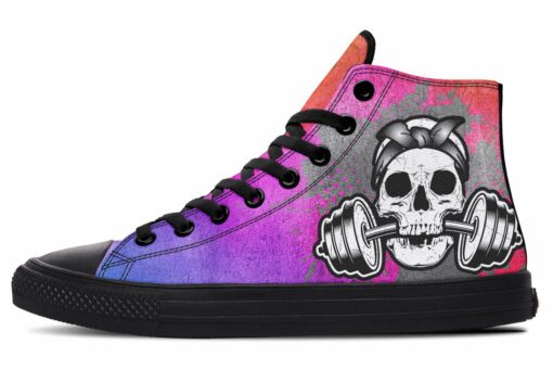 splat skull rainbow gradient high top canvas shoes