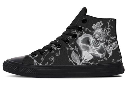sugar skull and butterflies high top canvas shoes