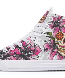 sugar skull and lily high top canvas shoes