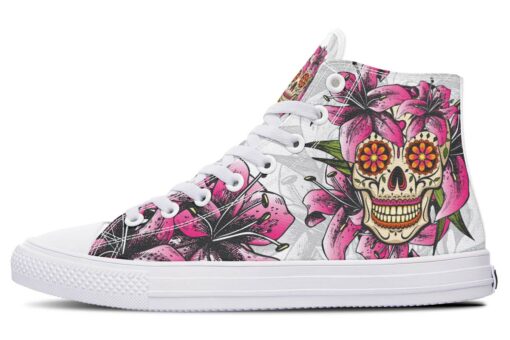 sugar skull and lily high top canvas shoes