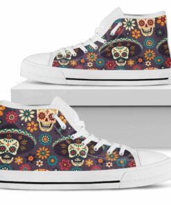 sugar skull maxican pattern unisex high top canvas shoes
