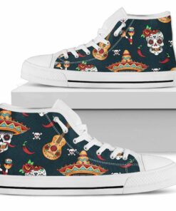sugar skull mexican unisex high top canvas shoes