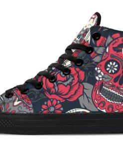 sugar skull pattern high top canvas shoes