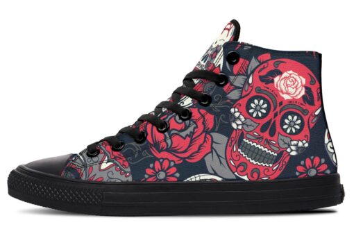 sugar skull pattern high top canvas shoes