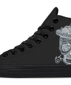 sugar skull with hat high top canvas shoes