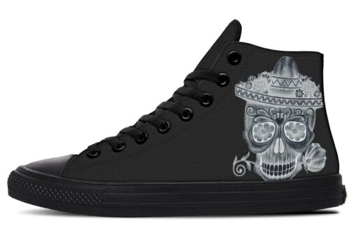 sugar skull with hat high top canvas shoes