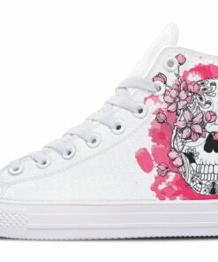sweet flower and skull high top canvas shoes