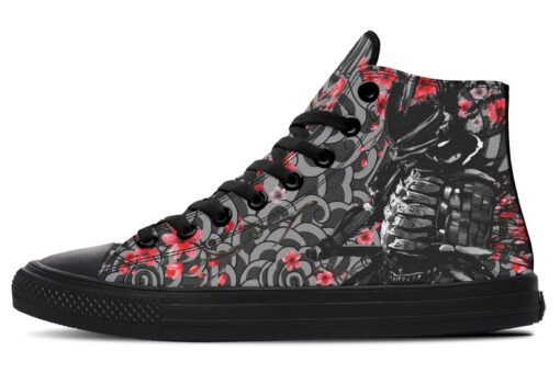 swordman and red flowers high top canvas shoes