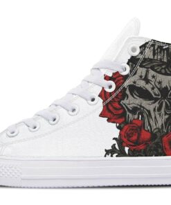 tattoo punisher white high top canvas shoes