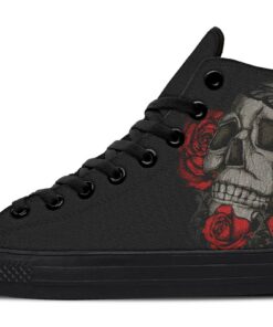 tattoo skeleton high top canvas shoes