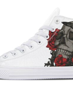tattoo skeleton white high top canvas shoes