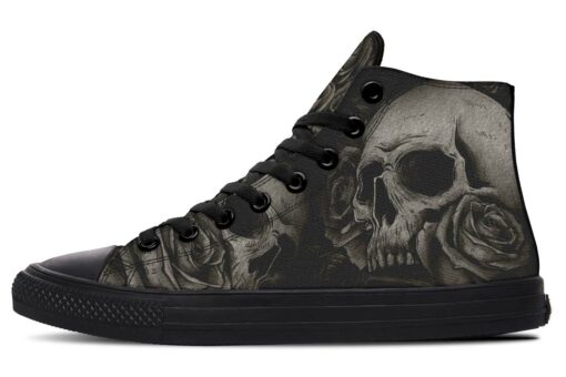 tattoo skull and rose high top canvas shoes