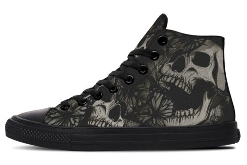 tattoo skull fly butterflies high top canvas shoes