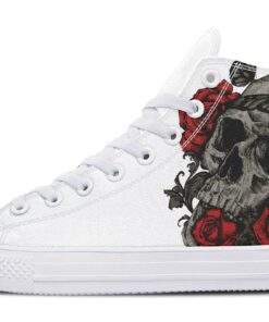 tattoo skull white high top canvas shoes